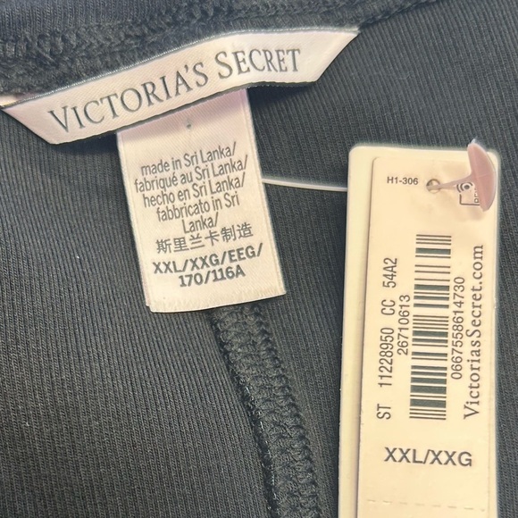 Victoria’ Secret Maxi Slip Dress Women XXL Black Ribbed Modal Deep-V Long-Sleeve - Picture 6 of 8